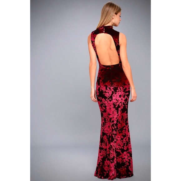 🌸 RARE “Japan Bound” Velvet Floral Backless Dress - Picture 4 of 12
